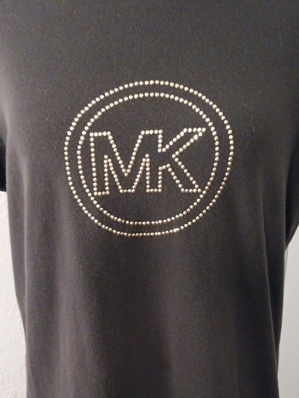 Michael Kors Black Tee with Gold Studded MK Emblem - Picture 2 of 10